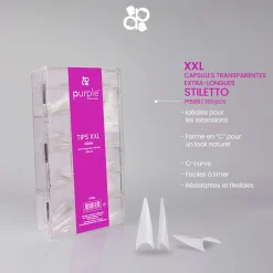 Capsules XXL STILETTO Transparentes - Boite de 360 pcs | Purple Professional Best