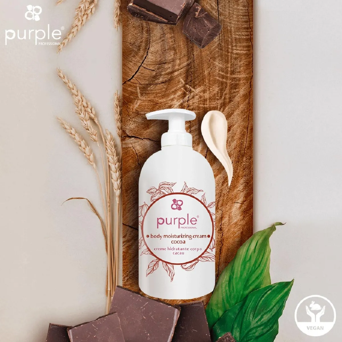 CRÈME VEGAN hydratante pour le corps 500 ml - Cacao | Purple Professional Hot
