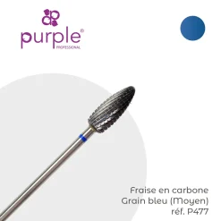 Fraise en Carbone Grain Bleu Embout Arrondi 6 x 15 mm - Purple | Purple Professional Fashion