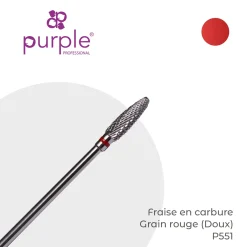 Fraise en Carbone Grain Rouge Embout Arrondi 4 x 13 mm - Purple | Purple Professional Clearance