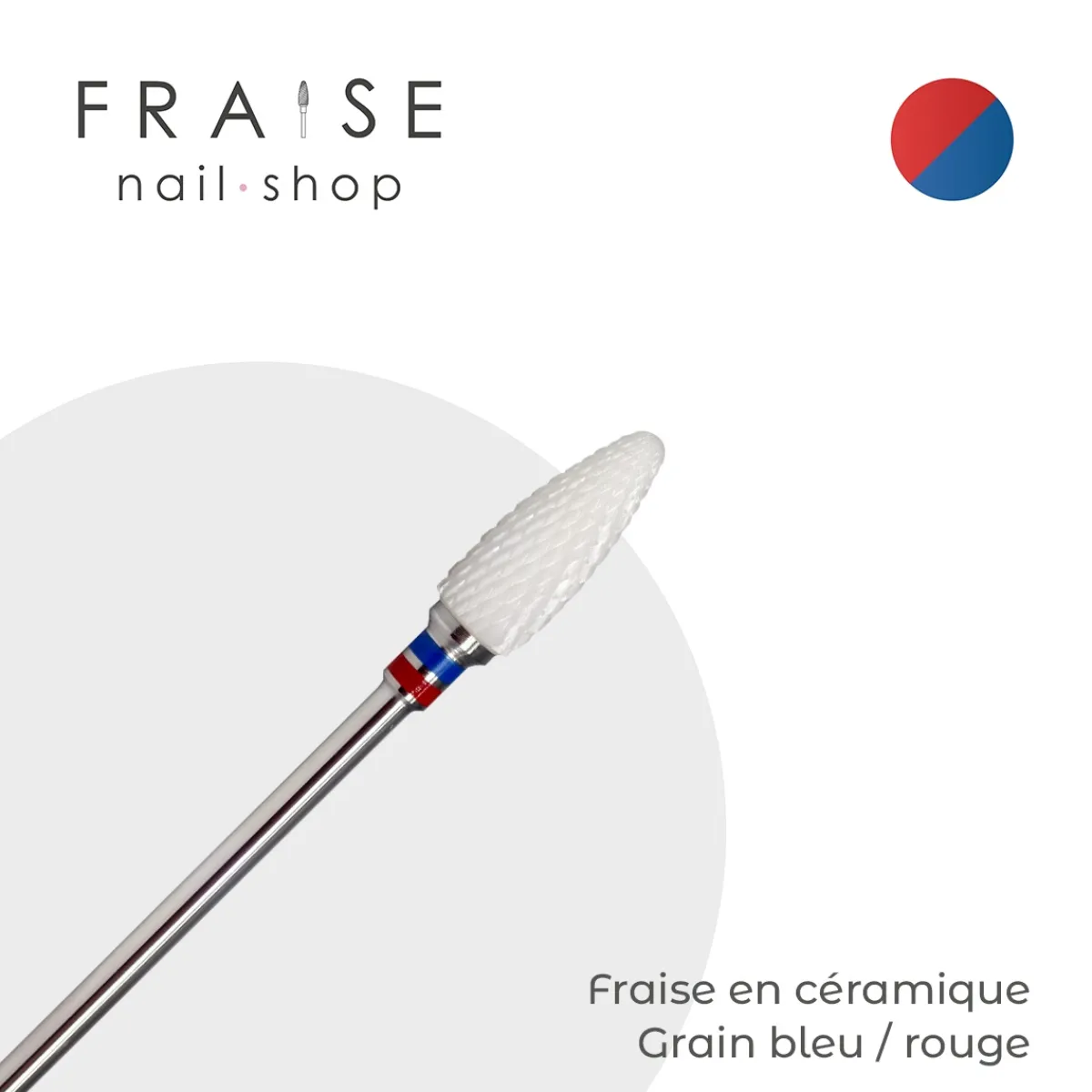 Fraise en céramique Grain Rouge-Bleu Embout arrondi | Fraise Nail Shop Sale