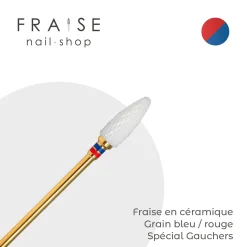 Fraise en céramique Grain Rouge-Bleu Embout arrondi Spécial Gauchers | Fraise Nail Shop Online
