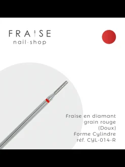 Fraise en diamant forme Cylindre grain rouge diamètre 0,14 (117948) | KMIZ Fashion
