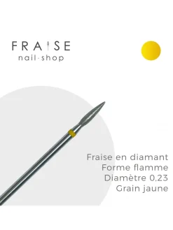 Fraise en diamant forme Flamme grain jaune embout pointu diamètre 0,23 (117982) | KMIZ New