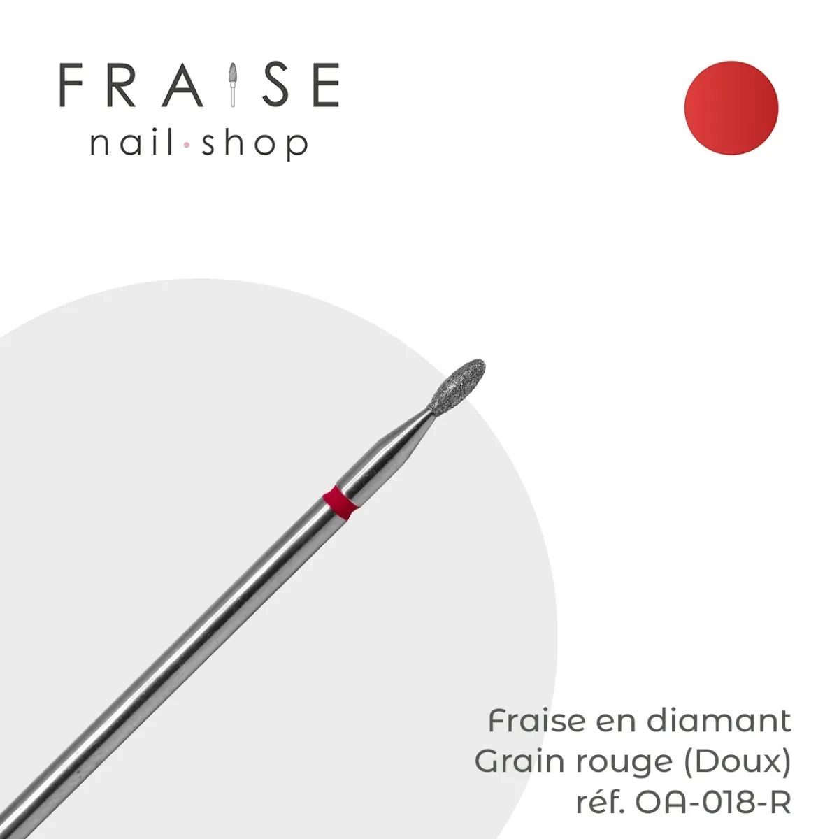 Fraise en Diamant Grain Rouge forme Olive arrondie 0,18 cm | KMIZ New