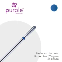 Fraise manucure Russe en Diamant Grain Bleu forme Tonneau 2,6 x 10 mm - Purple | Purple Professional Best