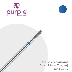 Fraise manucure Russe en Diamant Grain Bleu forme Cylindre 2 x 7 mm - Purple | Purple Professional Hot