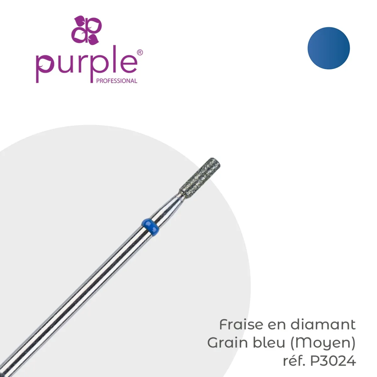 Fraise manucure Russe en Diamant Grain Bleu forme Cylindre 2 x 7 mm - Purple | Purple Professional Hot