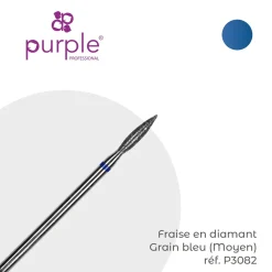 Fraise manucure Russe en Diamant Grain Bleu forme Flamme 2,3 x 10 mm - Purple | Purple Professional Hot