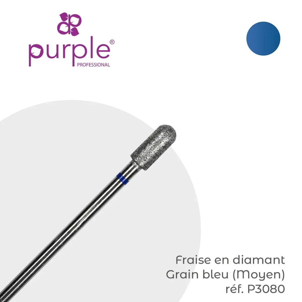 Fraise manucure Russe en Diamant Grain Bleu forme Tonneau 4 x 9 mm - Purple | Purple Professional Sale