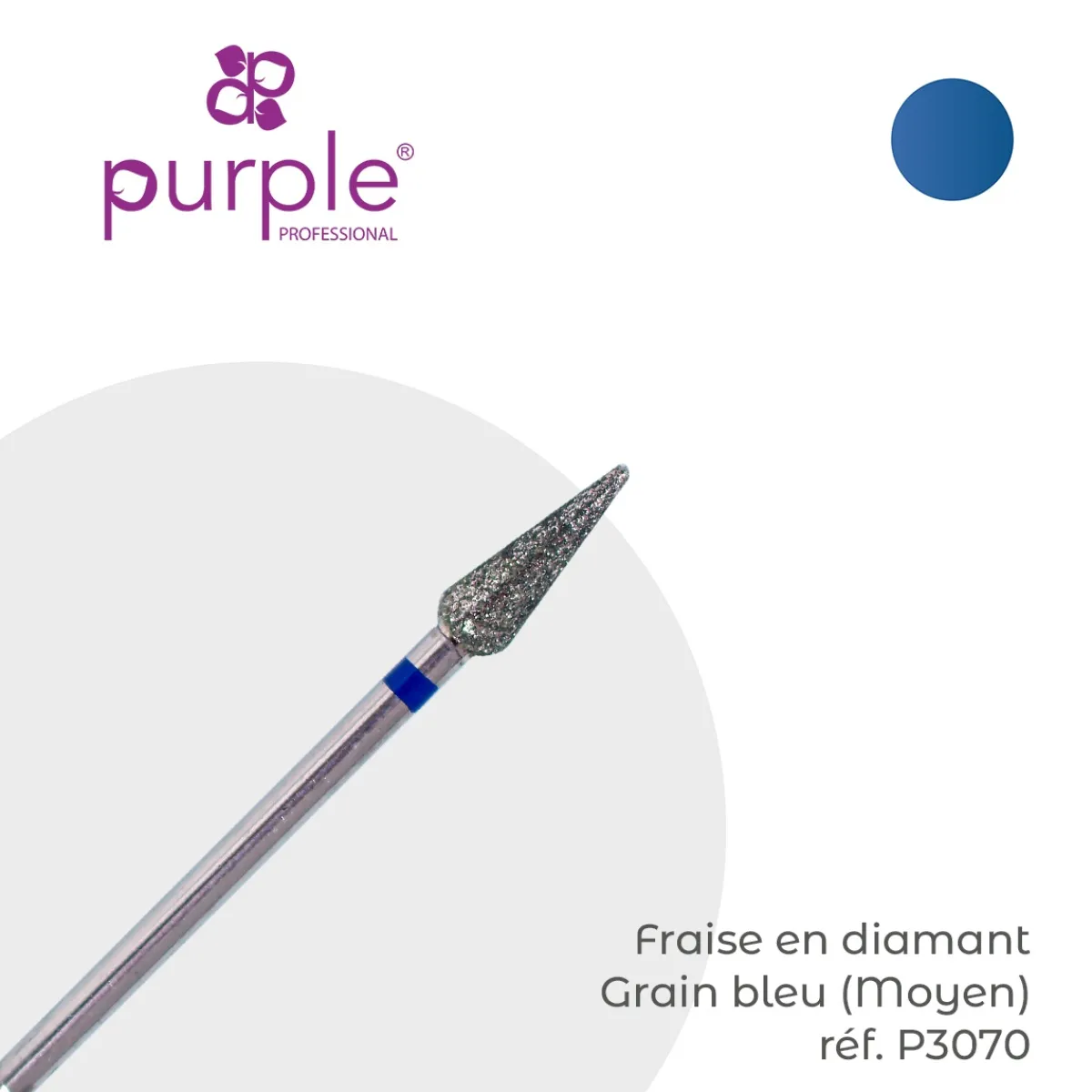 Fraise manucure Russe en Diamant Grain Bleu forme Tulipe 4,2 x 12 mm - Purple | Purple Professional Clearance