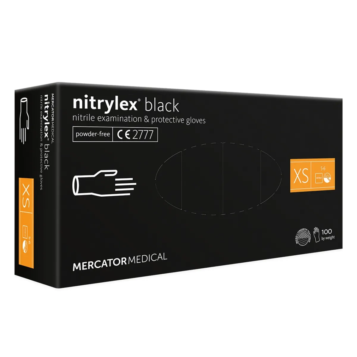 Gants NITRYLEX en Nitrile Noirs non-poudrés Taille XS (5/6) - Boite de 100 gants | Mercator Online
