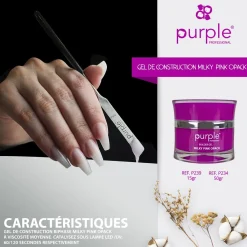 Gel de construction BUILDER GEL MILKY PINK OPACK - 50 gr | Purple Professional Fashion