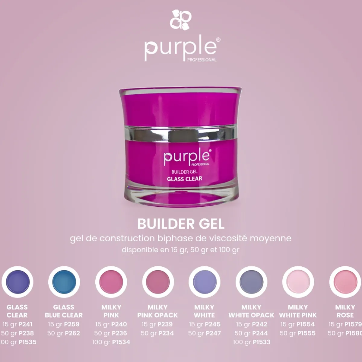 Gel de construction BUILDER GEL MILKY PINK OPACK - 15 gr | Purple Professional Online