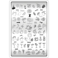 Grande Plaque de STAMPING + Pochoir - Fruits | Taki Da Outlet