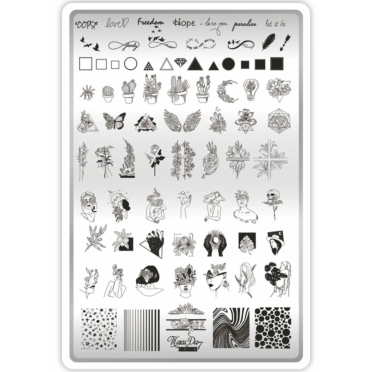 Grande Plaque de STAMPING + Pochoir - Tatoo | Taki Da Hot