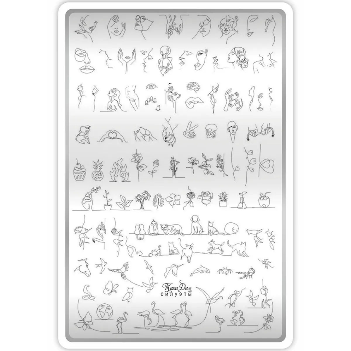 Grande Plaque de STAMPING + Pochoir - Silhouettes | Taki Da Sale
