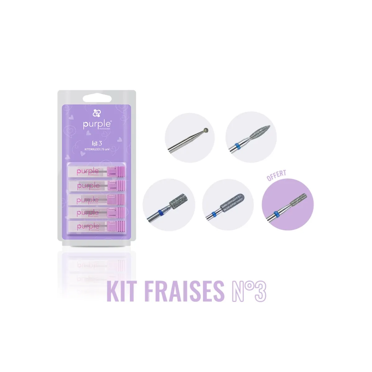 KIT DE FRAISES N°3 : 4 embouts + 1 offert - Purple | Purple Professional Sale