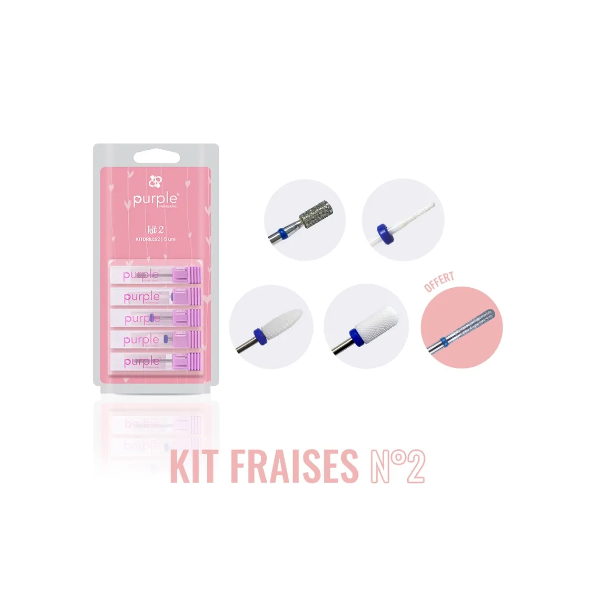KIT DE FRAISES N°2 : 4 embouts + 1 offert - Purple | Purple Professional Fashion