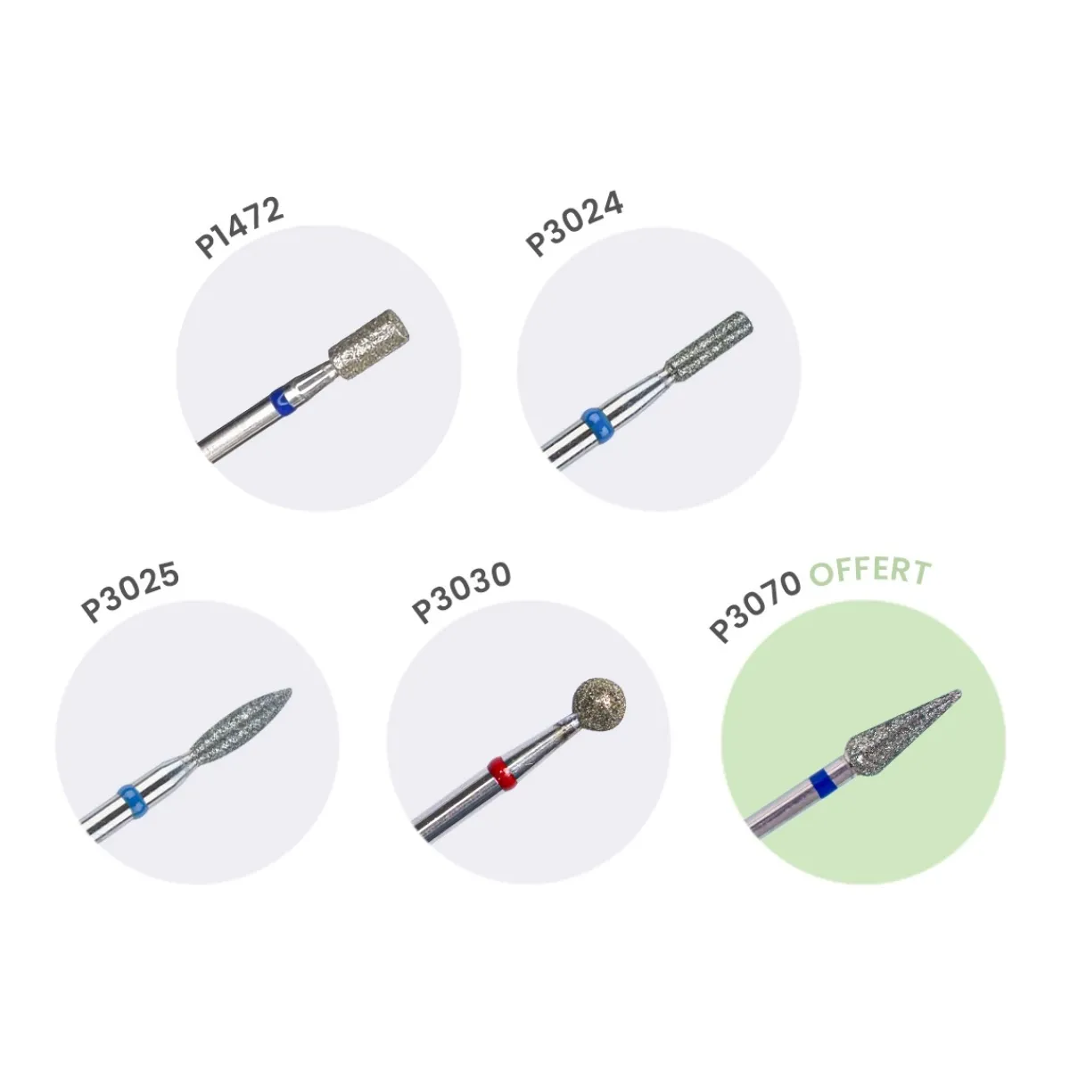 KIT DE FRAISES N°14 : 4 embouts + 1 offert - Purple | Purple Professional Outlet