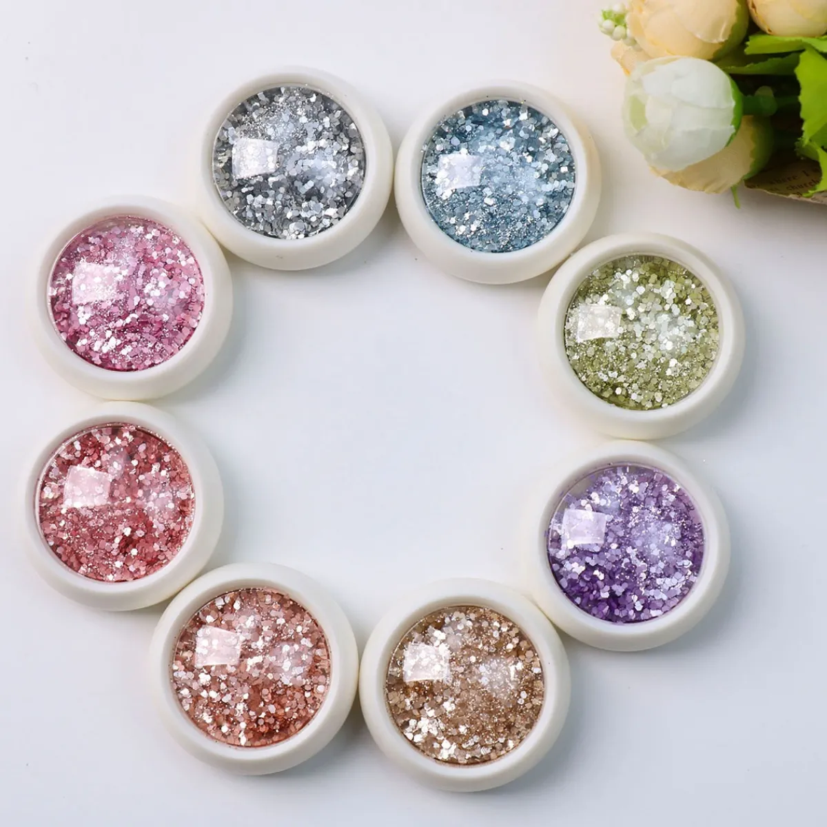 Kit de Paillettes pastel - 8 Pots | Fraise Nail Shop Online