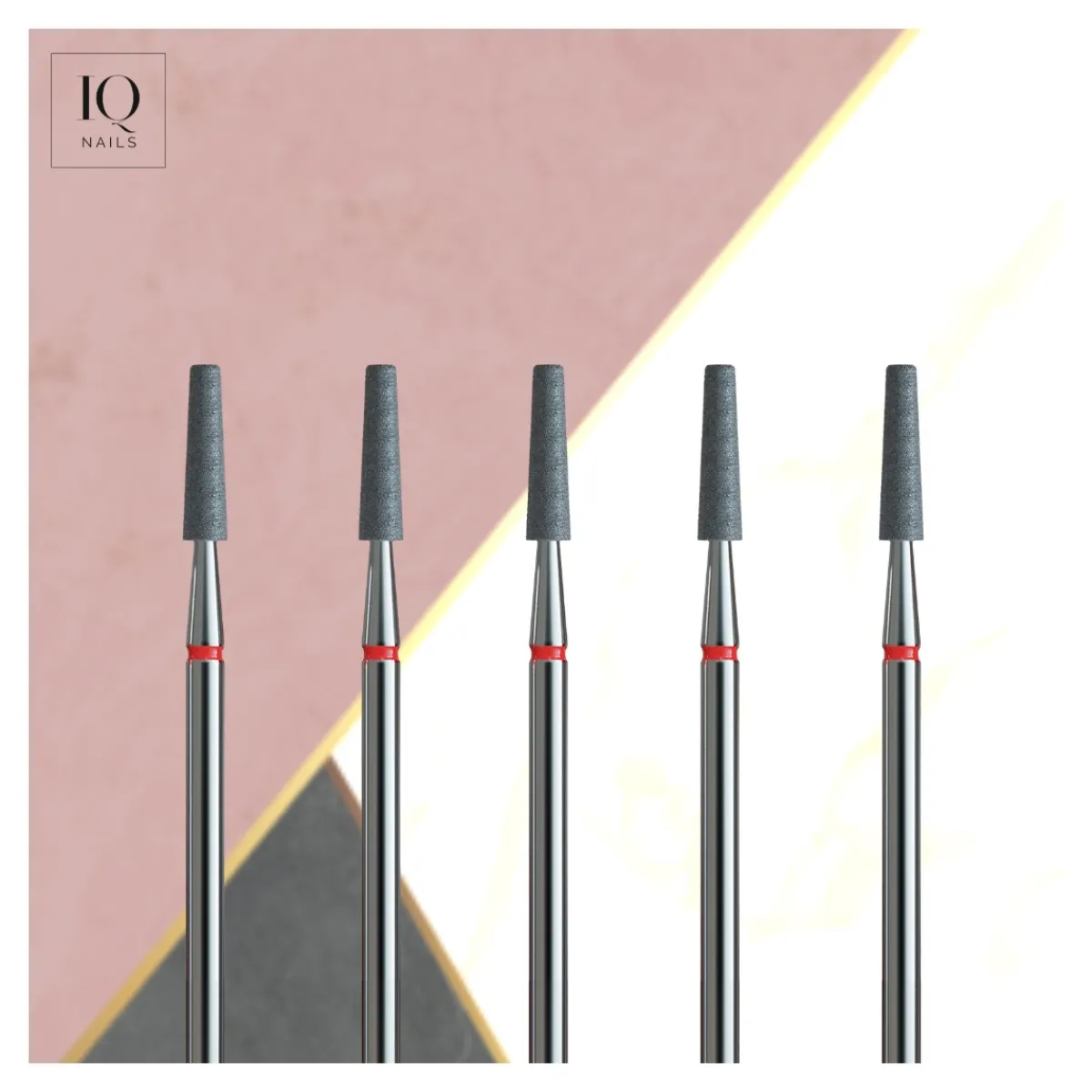 Pack de 5 fraises en diamant CÔNE TRONQUÉ GRAIN ROUGE 2,3 mm | IQ Nails Fashion