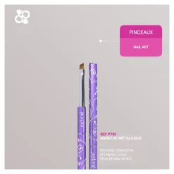 PINCEAU BISEAUTÉ en Nylon pour ONE STROKE N°4 M - Manche Métallique | Purple Professional Best
