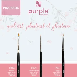 PINCEAU en Nylon pour Nail art, Plastiart et Zhostovo - Manche en bois | Purple Professional Sale
