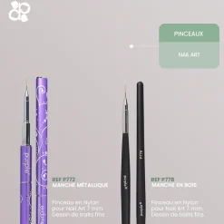 PINCEAU NAIL ART en Nylon Traits fins 7 mm - Manche en bois | Purple Professional Best