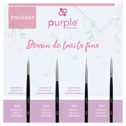PINCEAU NAIL ART FIN N°000 Manche en bois | Purple Professional Discount