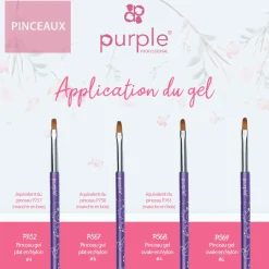 PINCEAU PLAT POUR APPLICATION DU GEL N°6 Manche métallique | Purple Professional New