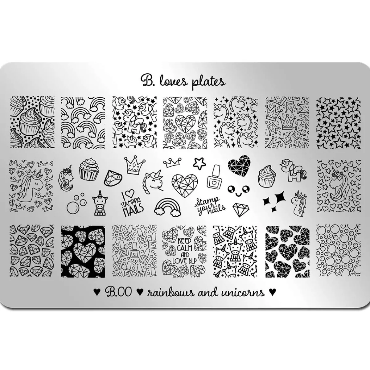 Plaque de STAMPING XL - Rainbows and unicorns | B. Loves Plates Discount