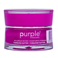 Poudre Acrylique de couleur - Turquoise pailleté - 3,5 gr | Purple Professional New