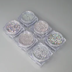 Set de Paillettes Argent - 6 Pots | Fraise Nail Shop Sale