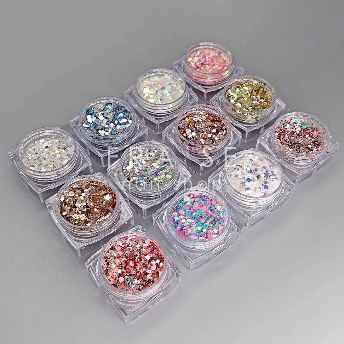 Set de Paillettes Sequins SNOW - 12 Pots | Fraise Nail Shop Fashion
