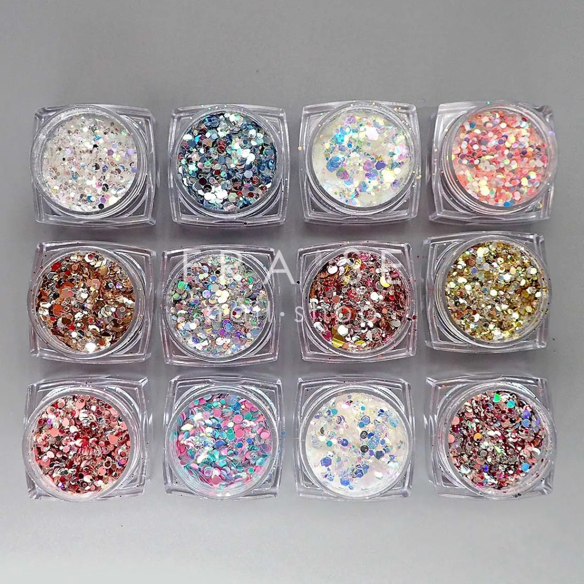 Set de Paillettes Sequins SNOW - 12 Pots | Fraise Nail Shop Fashion