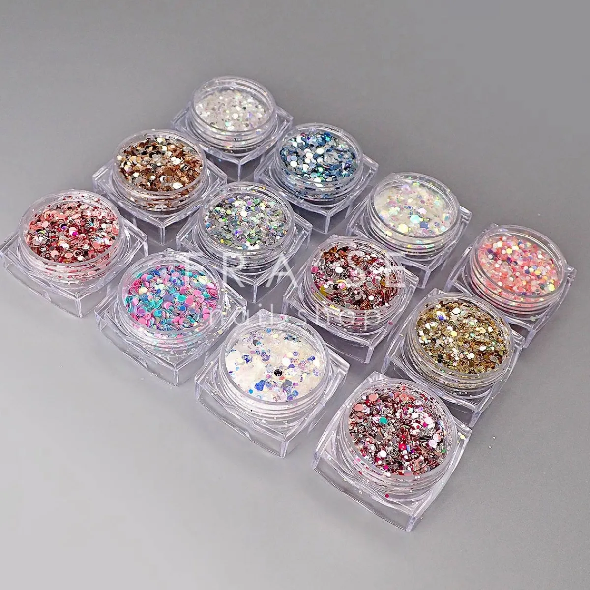Set de Paillettes Sequins SNOW - 12 Pots | Fraise Nail Shop Fashion