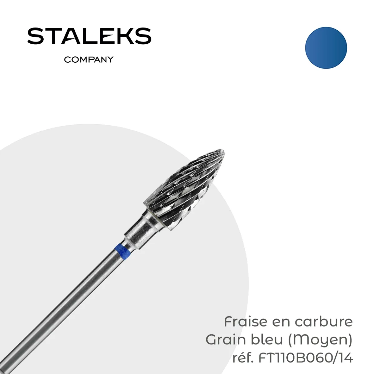 - Fraise en Carbure Grain Bleu Embout arrondi 0,6 x 1,4 cm "Cone" | Staleks Fashion