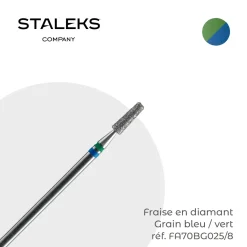 - Fraise en diamant forme Cône Tronqué Double-grain Bleu / Vert 0,25 x 0,8 cm | Staleks Clearance