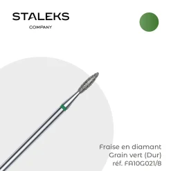 - Fraise en diamant forme Flamme arrondie Grain Vert 0,21 x 0,8 cm | Staleks Clearance