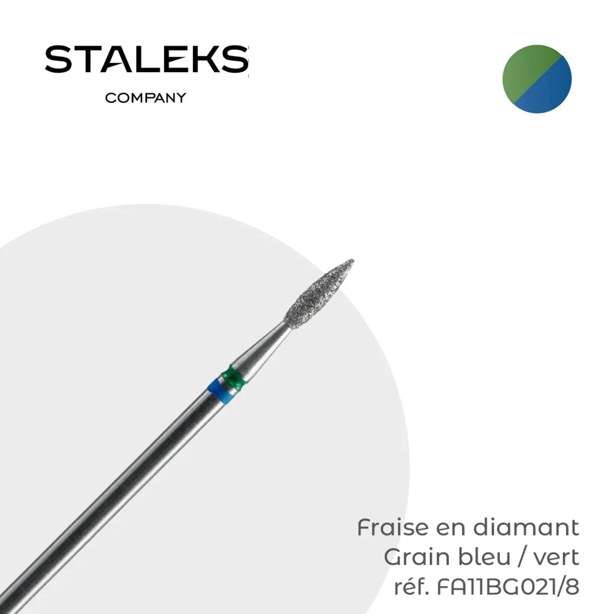 - Fraise en diamant forme Flamme Double-grain Bleu / Vert 0,21 x 0,8 cm | Staleks Discount
