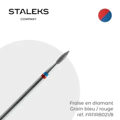 - Fraise en diamant forme Flamme Double-grain Rouge / Bleu 0,21 x 0,8 cm | Staleks Online