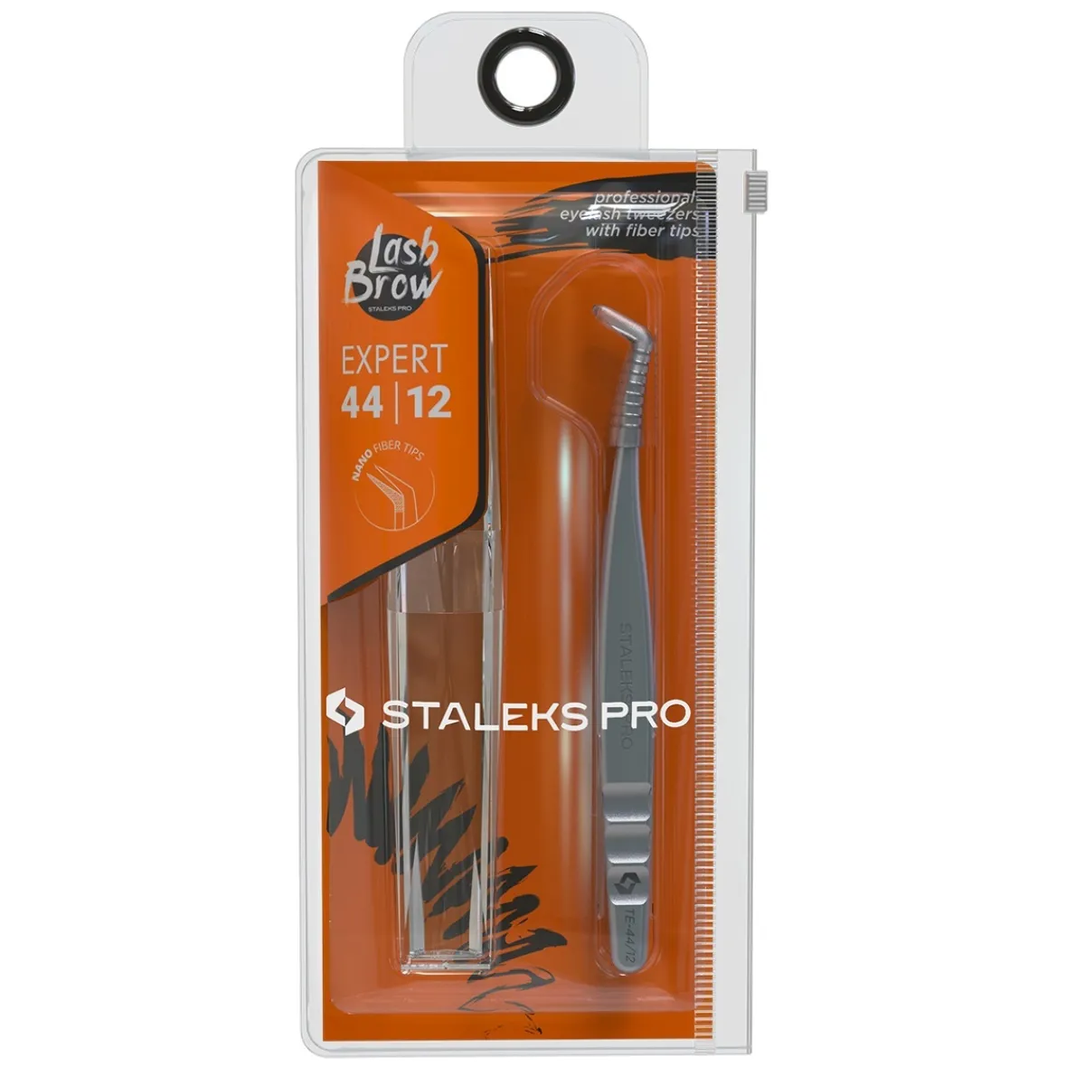 Pro - Pince en L professionnelle pour extension de Cils avec Nano-encoches EXPERT 44 Type 12 (65°) | Staleks New